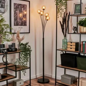 hofstein Lampadaire - Verre 10 cm Bernado Ambre, 5 lumières* Lampes En Verre