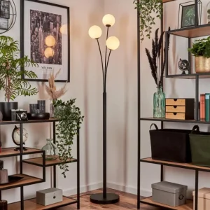 hofstein Lampadaire - Verre 12 cm Bernado Blanc, 3 lumières* Lampes En Verre