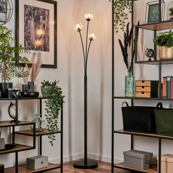 hofstein Lampadaire - Verre 10 cm Bernado Clair, 3 lumières* Lampes Modernes