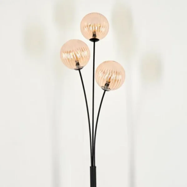 hofstein Lampadaire - Verre 15 cm Bernado Ambre, 3 lumières* Lampes Modernes