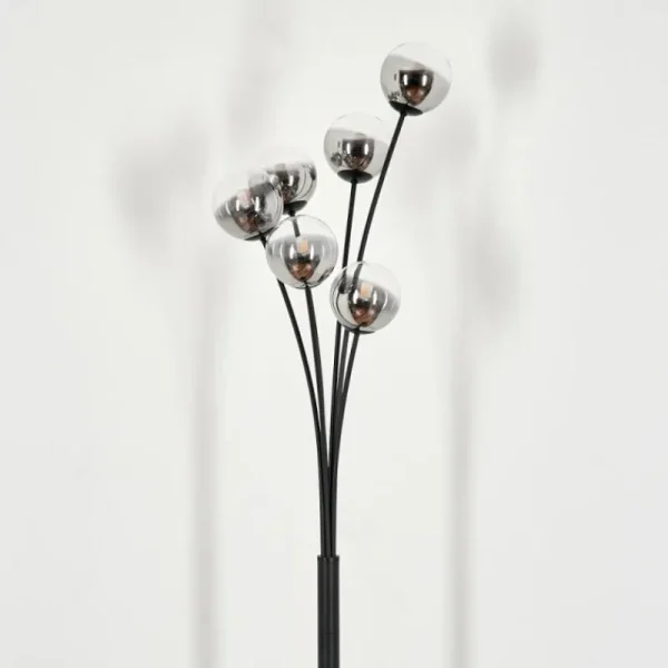 hofstein Lampadaire - Verre 10 cm Bernado Clair, Fumé, 6 lumières* Lampes Modernes