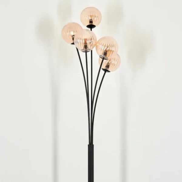hofstein Lampadaire - Verre 12 cm Bernado Ambre, 5 lumières* Lampes Modernes