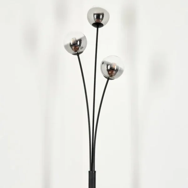 hofstein Lampadaire - Verre 10 cm Bernado Clair, Fumé, 3 lumières* Lampes Modernes