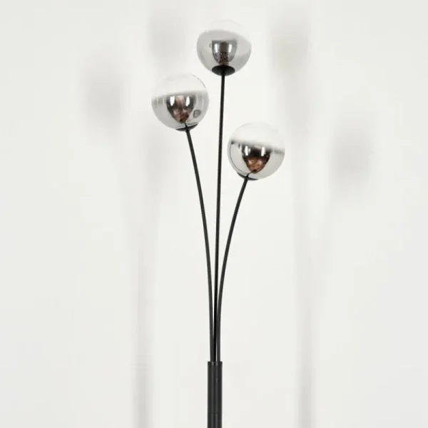 hofstein Lampadaire - Verre 12 cm Bernado Clair, Fumé, 3 lumières* Lampes Modernes