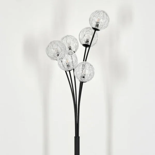 hofstein Lampadaire - Verre 12 cm Bernado Argenté, 6 lumières* Lampes Modernes