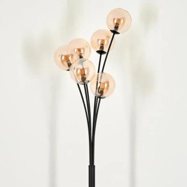 hofstein Lampadaire - Verre 12 cm Bernado Ambre, 6 lumières* Lampes En Verre