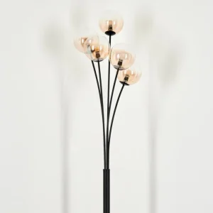 hofstein Lampadaire - Verre 12 cm Bernado Ambre, Clair, 5 lumières* Lampes En Verre