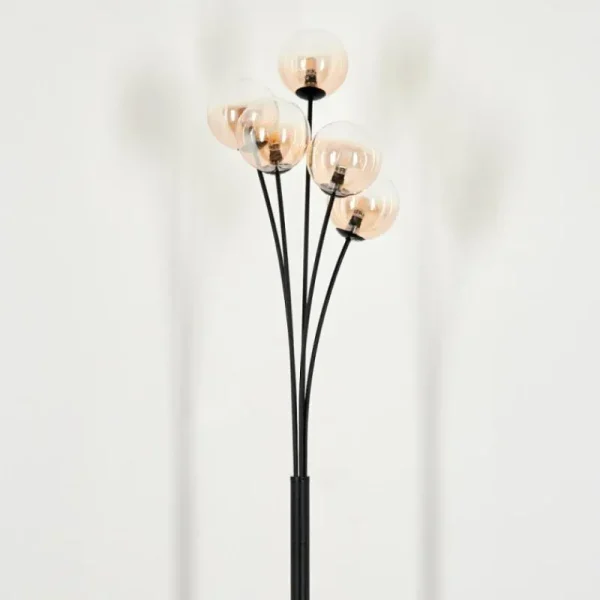 hofstein Lampadaire - Verre 12 cm Bernado Ambre, Clair, 5 lumières* Lampes En Verre