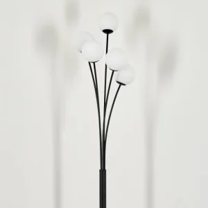 hofstein Lampadaire - Verre 10 cm Bernado Blanc, 5 lumières* Lampes En Verre