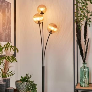 hofstein Lampadaire - Verre 12 cm Bernado Ambre, 3 lumières* Lampes Modernes