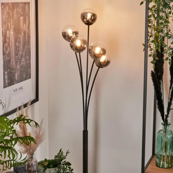 hofstein Lampadaire - Verre 10 cm Bernado Clair, Fumé, 5 lumières* Lampes Modernes