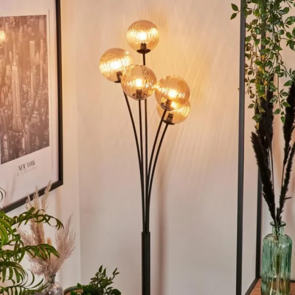 hofstein Lampadaire - Verre 12 cm Bernado Ambre, 5 lumières* Lampes Modernes