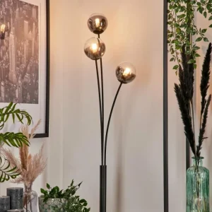 hofstein Lampadaire - Verre 10 cm Bernado Clair, Fumé, 3 lumières* Lampes Modernes