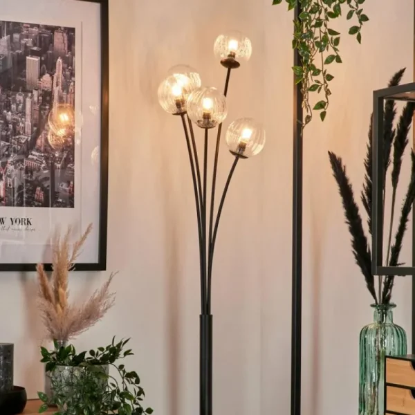hofstein Lampadaire - Verre 10 cm Bernado Clair, 5 lumières* Lampes Modernes