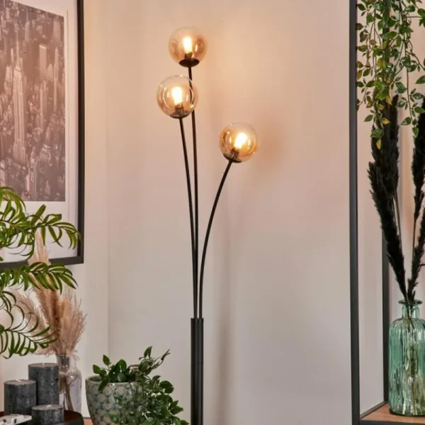 hofstein Lampadaire - Verre 10 cm Bernado Ambre, 3 lumières* Lampes En Verre