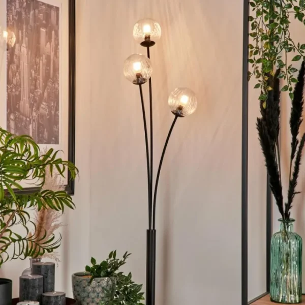 hofstein Lampadaire - Verre 10 cm Bernado Clair, 3 lumières* Lampes Modernes
