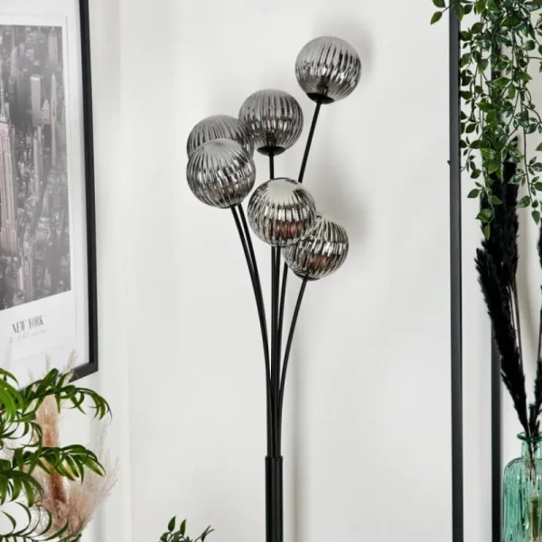 hofstein Lampadaire - Verre 12 cm Bernado Fumé, 6 lumières* Lampes Modernes