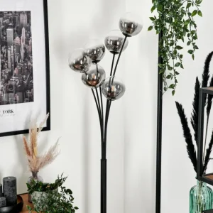 hofstein Lampadaire - Verre 12 cm Bernado Clair, Fumé, 6 lumières* Lampes Modernes