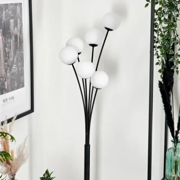 hofstein Lampadaire - Verre 10 cm Bernado Blanc, 6 lumières* Lampes Modernes