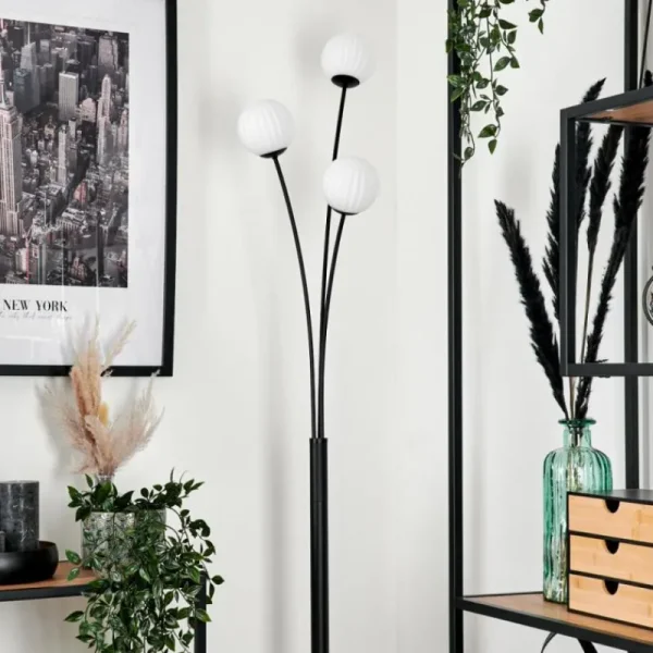 hofstein Lampadaire - Verre 10 cm Bernado Blanc, 3 lumières* Lampes Modernes