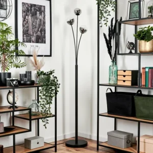 hofstein Lampadaire - Verre 10 cm Bernado Clair, Fumé, 3 lumières* Lampes Modernes