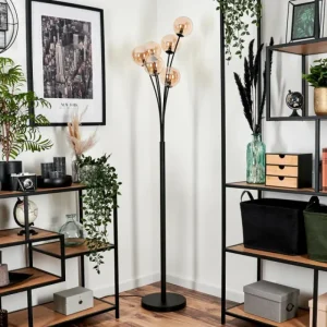 hofstein Lampadaire - Verre 12 cm Bernado Ambre, 6 lumières* Lampes En Verre