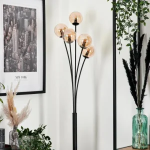 hofstein Lampadaire - Verre 10 cm Bernado Ambre, 5 lumières* Lampes En Verre