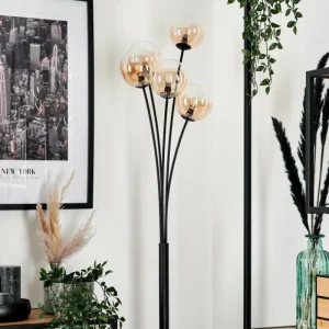 hofstein Lampadaire - Verre 12 cm Bernado Ambre, Clair, 5 lumières* Lampes En Verre