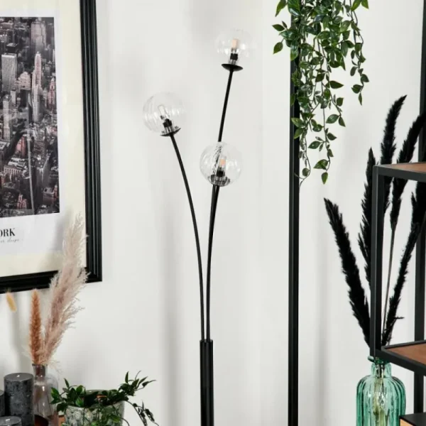 hofstein Lampadaire - Verre 10 cm Bernado Clair, 3 lumières* Lampes Modernes