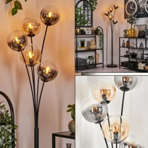 hofstein Lampadaire - Verre 15 cm Gastor Ambre, Clair, Fumé, 5 lumières* Lampes Modernes