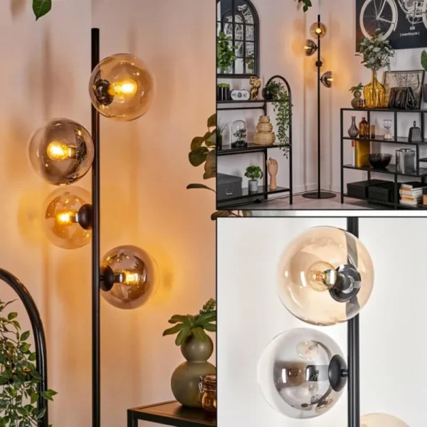 hofstein Lampadaire - Verre 15 cm Gastor Ambre, Clair, Fumé, 4 lumières* Lampes Modernes