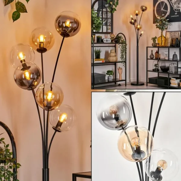 hofstein Lampadaire - Verre 15 cm Gastor Ambre, Clair, Fumé, 6 lumières* Lampes Modernes