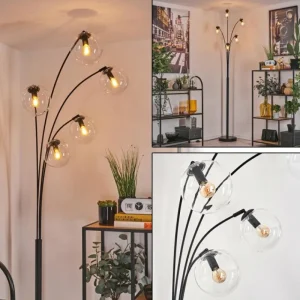 hofstein Lampadaire - Verre 15 cm Gastor Clair, 5 lumières* Lampes En Verre