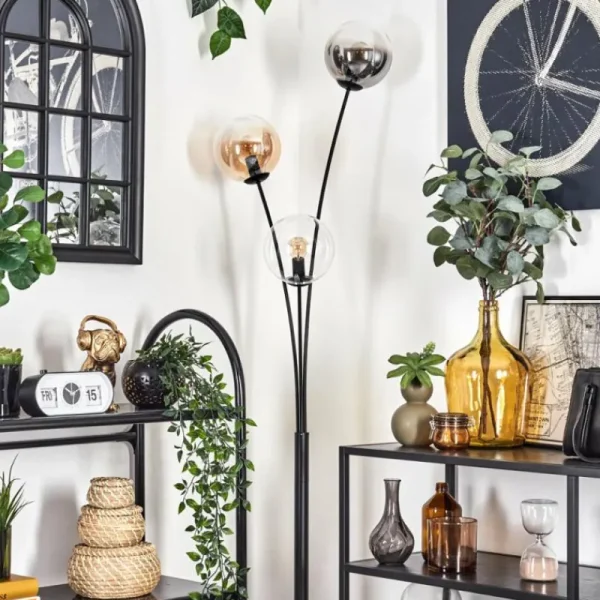 hofstein Lampadaire - Verre 15 cm Gastor Ambre, Clair, Fumé, 3 lumières* Lampes Modernes