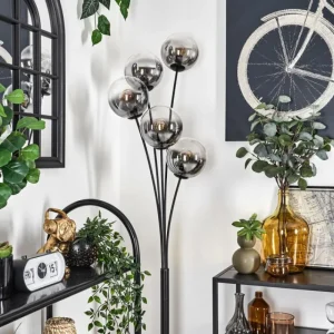 hofstein Lampadaire - Verre 15 cm Gastor Clair, Fumé, 5 lumières* Lampes Modernes