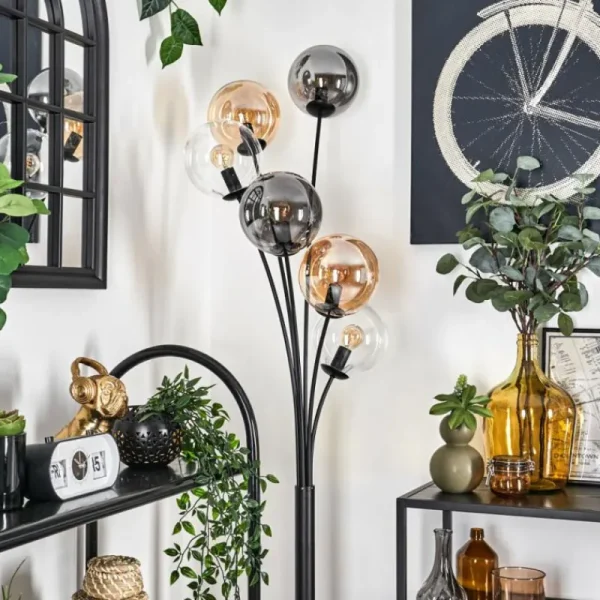 hofstein Lampadaire - Verre 15 cm Gastor Ambre, Clair, Fumé, 6 lumières* Lampes Modernes