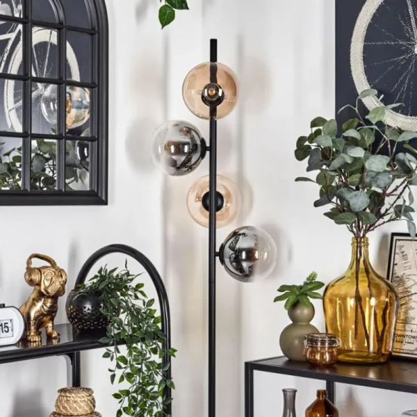 hofstein Lampadaire - Verre 15 cm Gastor Ambre, Clair, Fumé, 4 lumières* Lampes Modernes