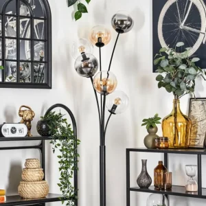 hofstein Lampadaire - Verre 15 cm Gastor Ambre, Clair, Fumé, 6 lumières* Lampes Modernes