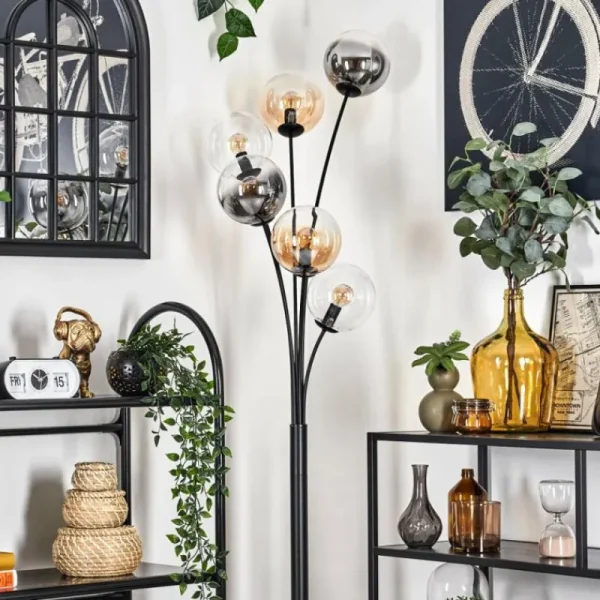 hofstein Lampadaire - Verre 15 cm Gastor Ambre, Clair, Fumé, 6 lumières* Lampes Modernes