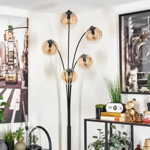 hofstein Lampadaire - Verre 15 cm Gastor Ambre, Clair, 5 lumières* Lampes En Verre
