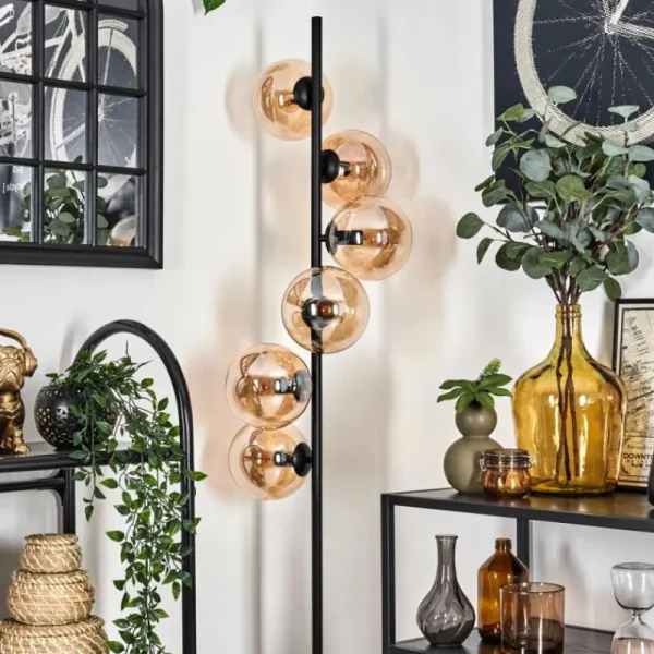 hofstein Lampadaire - Verre 15 cm Gastor Ambre, 6 lumières* Lampes En Verre