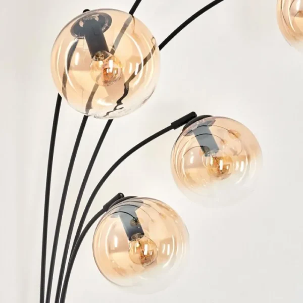 hofstein Lampadaire - Verre 15 cm Gastor Ambre, Clair, 5 lumières* Lampes En Verre