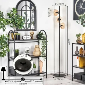 hofstein Lampadaire - Verre 15 cm Gastor Ambre, Clair, 3 lumières* Lampes En Verre