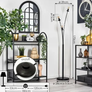 hofstein Lampadaire - Verre 15 cm Gastor Clair, 3 lumières* Lampes En Verre