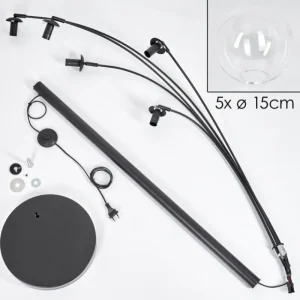 hofstein Lampadaire - Verre 15 cm Gastor Clair, 5 lumières* Lampes En Verre