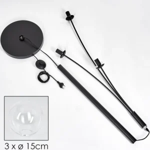 hofstein Lampadaire - Verre 15 cm Gastor Clair, 3 lumières* Lampes En Verre