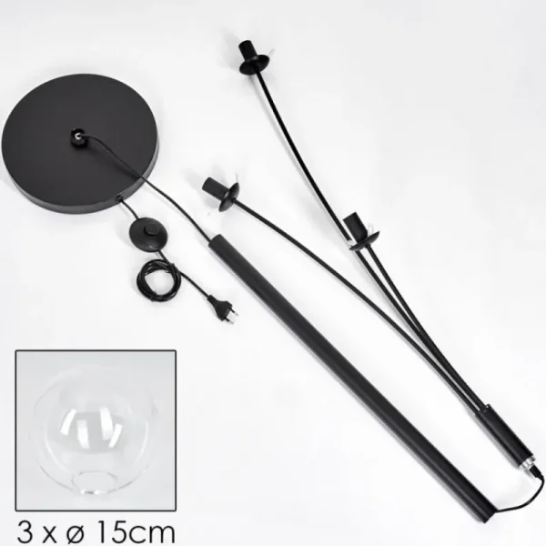 hofstein Lampadaire - Verre 15 cm Gastor Clair, 3 lumières* Lampes En Verre