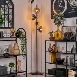 hofstein Lampadaire - Verre 15 cm Gastor Ambre, Clair, Fumé, 4 lumières* Lampes Modernes