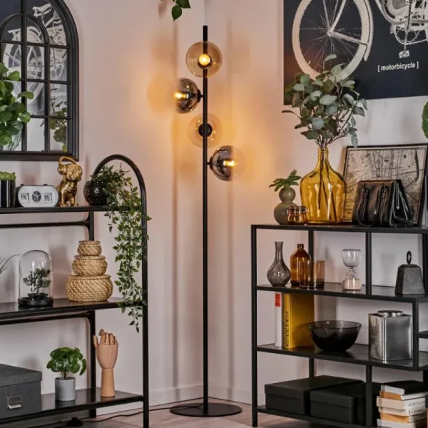 hofstein Lampadaire - Verre 15 cm Gastor Ambre, Clair, Fumé, 4 lumières* Lampes Modernes