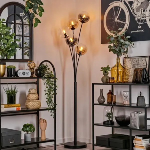 hofstein Lampadaire - Verre 15 cm Gastor Ambre, Clair, Fumé, 5 lumières* Lampes Modernes